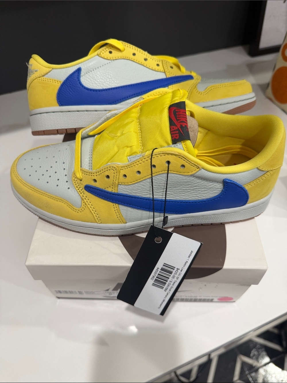 Nike Travis Scott Yellow and Blue Low-Top Sneakers